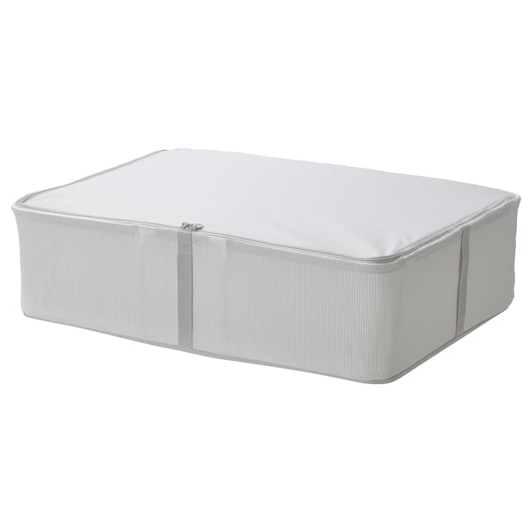 White HEMMAFIXARE storage box, rectangular, zippered fabric design.