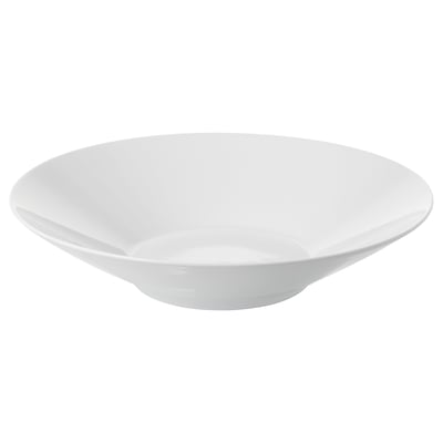 IKEA 365+ white bowl, simple design, made of porcelain, shallow round shape.