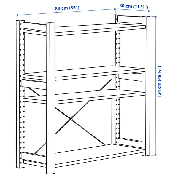 Illustration with measurements for the product: IVAR.