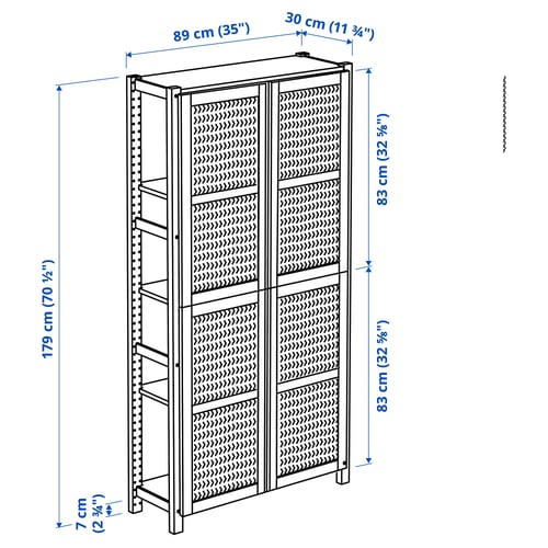 Illustration with measurements for the product: IVAR.