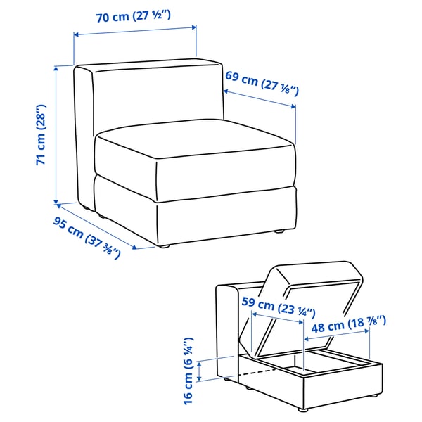 Illustration with measurements for the product: JÄTTEBO.