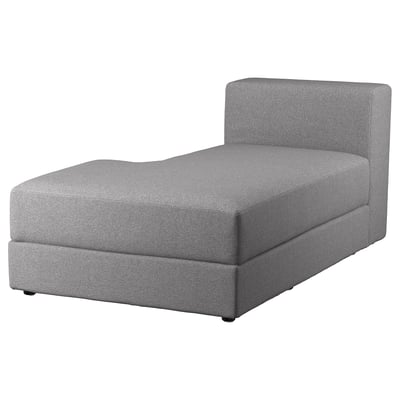 Grey JÄTTEBO chaise lounge, modern design, fabric-covered, left-sided, with storage.