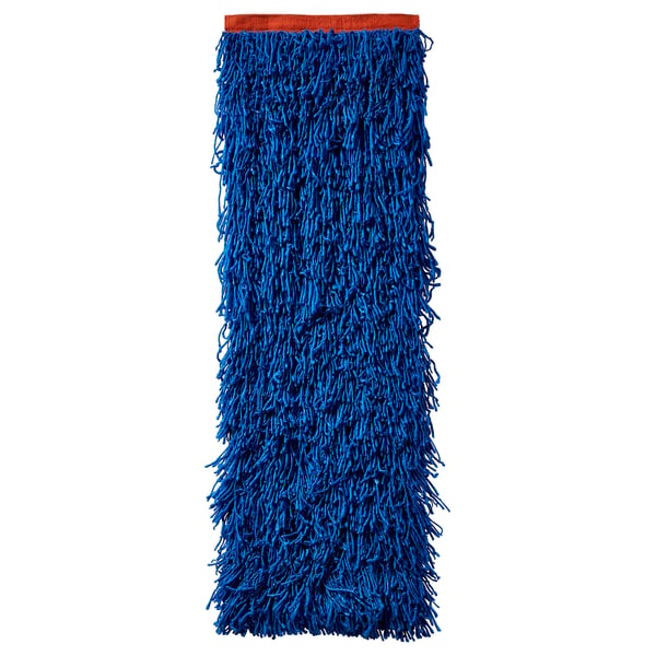 KONSTRUNDA blue fringed textile, rectangular, vibrant hanging decoration, made from 100% recycled polyester.