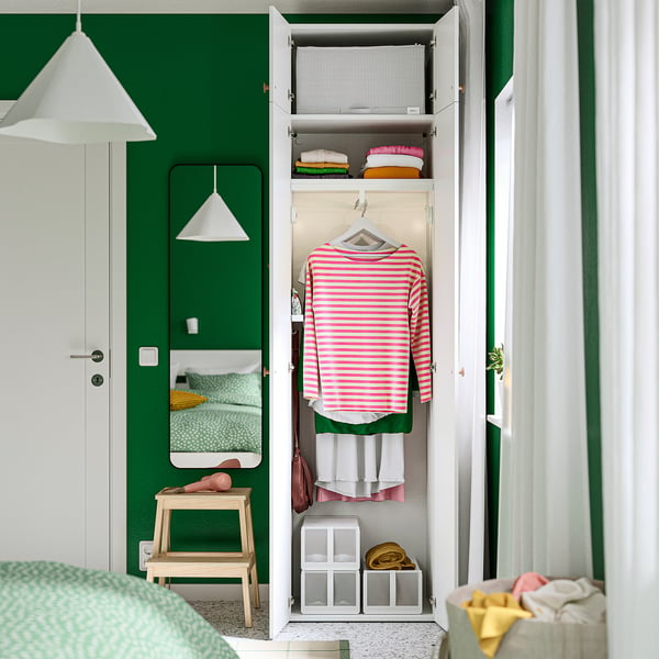 LASTARE Wardrobe combination, white/with height extension unit, 60x42x237 cm