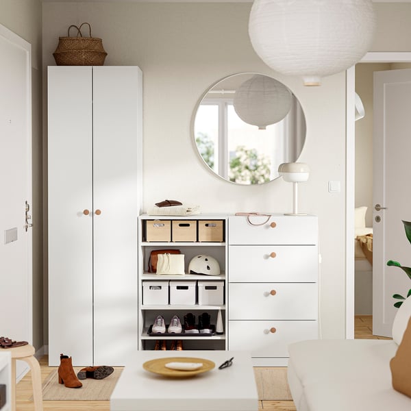 LASTARE Wardrobe combination, white, 180x42x201 cm