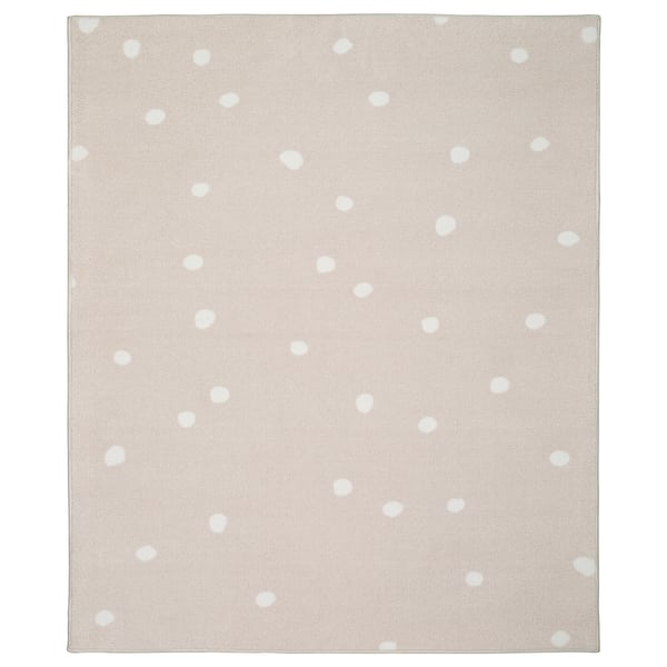LEN Rug, low pile, beige/dot pattern, 133x160 cm