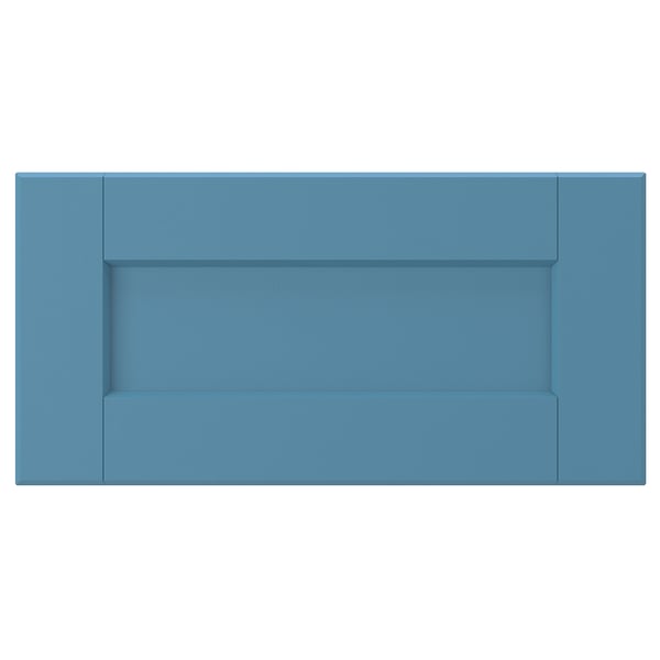 LERHYTTAN blue drawer front, solid wood frame, bevelled edges, birch veneer, rustic design.
