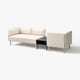 Modern beige LILLEHEM sofa set with light wood legs and black side table.
