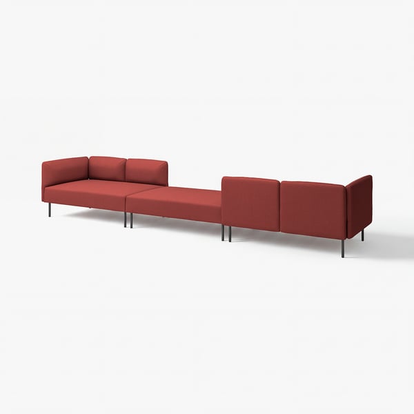 Red modular sofa LILLEHEM: sleek, modern design with metal legs, versatile seating.