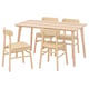 The LISABO dining set, featuring a light wooden table and four matching chairs, designed in a scandinavian style.