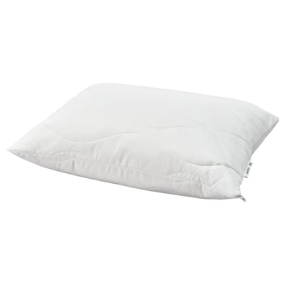 LÖKSTAMFLY white ergonomic pillow, shredded memory foam, zip detail, quilted soft cover, back & side sleeper comfort.