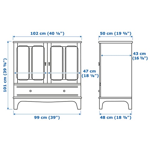 Illustration with measurements for the product: LOMMARP.