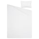 A white LUKTVICKER bedding set featuring a soft, breathable comforter with a waffle texture and matching pillow sham.
