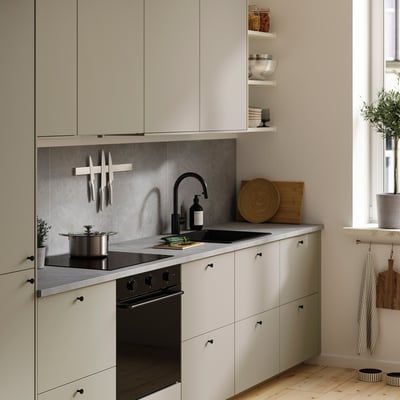 LYSEKIL Wall panel, double sided light grey/concrete effect matt white, 119.6x55 cm
