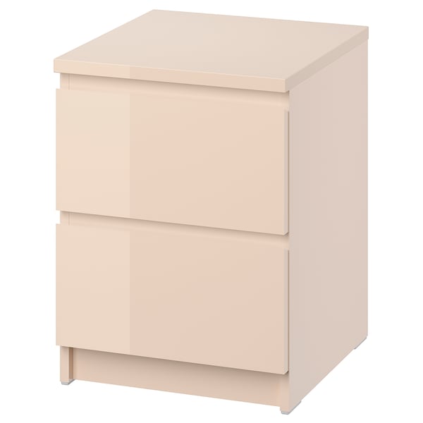 Light orange MALM chest with 2 drawers, sleek design, modern painted wood.