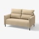 MANNARP beige sofa, modern design, soft cushions, high backrest, black legs.
