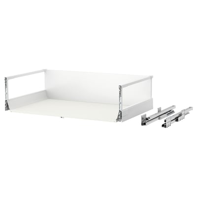 MAXIMERA white drawer unit with metal runners, featuring smooth edges and a modern design.