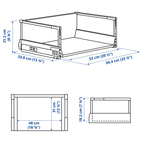 Illustration with measurements for the product: MAXIMERA.