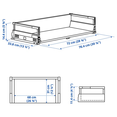 MAXIMERA Drawer, medium, white, 80x37 cm