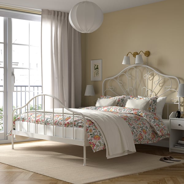 MELLGRUND Bed frame, off-white, 180x200 cm