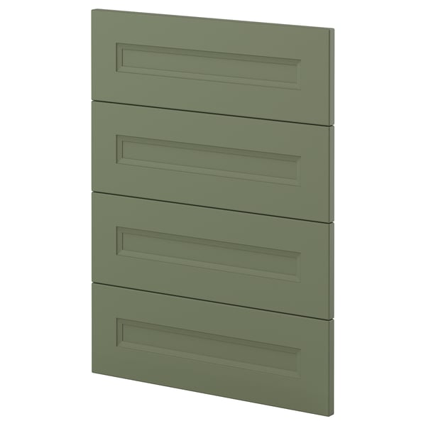Green METOD kitchen drawer fronts with sleek handles.