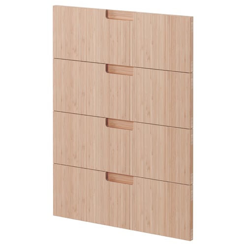 METOD kitchen cabinet with five light bamboo drawers, horizontal layout.