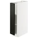 A white METOD kitchen cabinet with a black bodbyn door featuring bevelled edges. It includes a shelf inside, designed with a sleek and modern look.