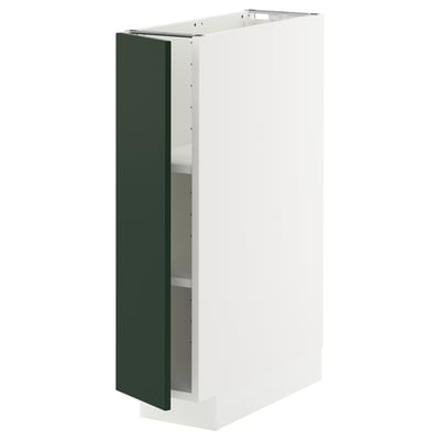 Caption: METOD kitchen cabinet, white, rectangular, with green door, modern design, sturdy frame.