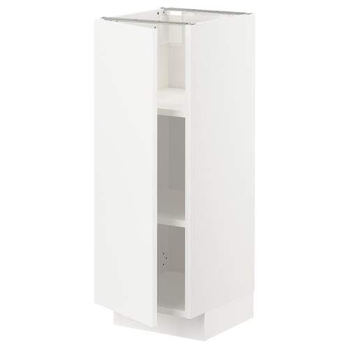 White METOD cabinet, sleek and modern with smooth surfaces and adjustable shelves, ideal for kitchens.