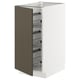 METOD kitchen cabinet with brown/beige door, bronze, rectangular, wire baskets.