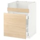 A white METOD kitchen cabinet with a light ash drawer front.