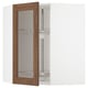 Walnut-colored METOD kitchen cabinet with mirrored door and white interior.