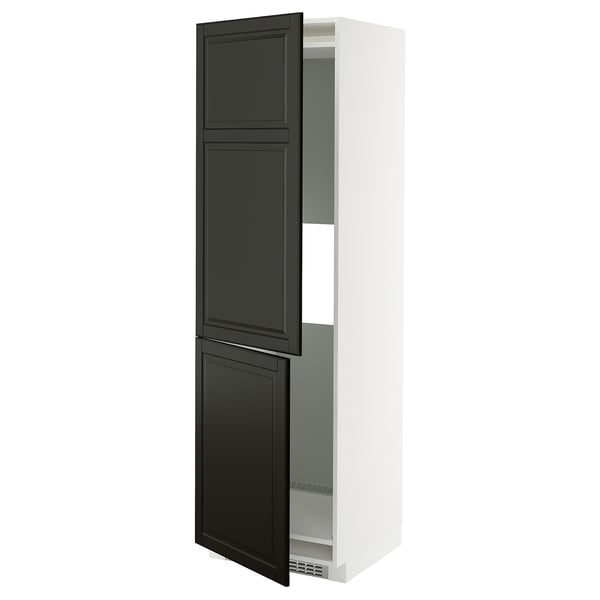 METOD kitchen cabinet in black with bevelled edges, white frame, adjustable shelf.