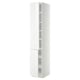 White METOD tall cabinet with glossy finish and adjustable shelves.