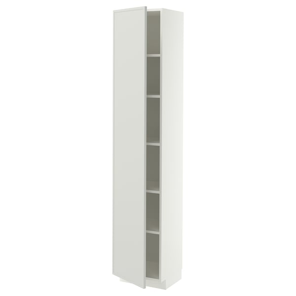 METOD High cabinet with shelves, white/Aspudden light grey, 40x37x200 cm