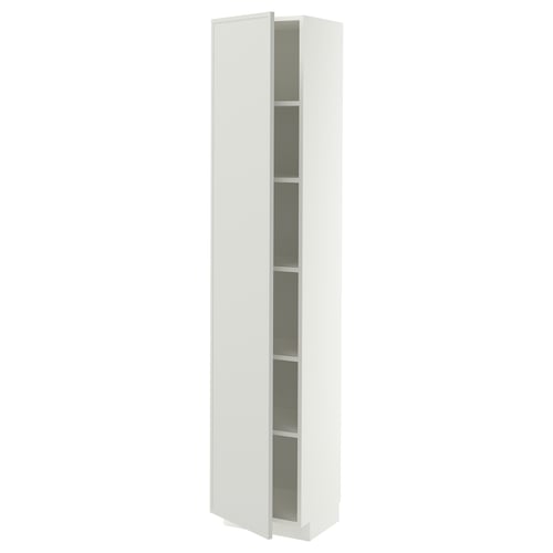 METOD High cabinet with shelves, white/Aspudden light grey, 40x37x200 cm