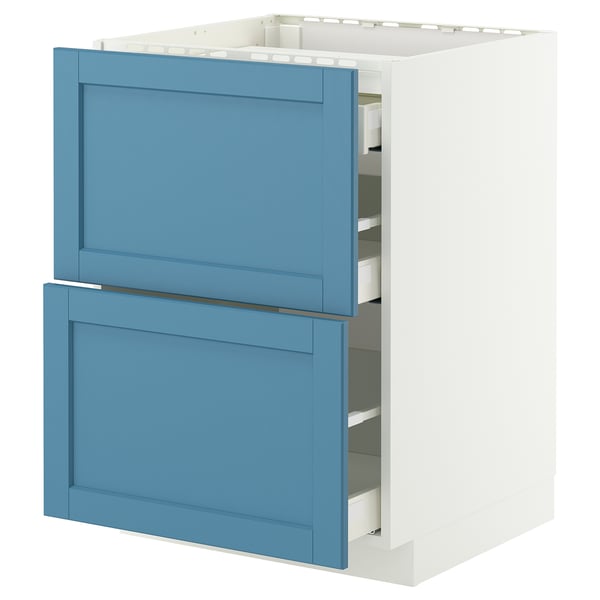 METOD kitchen cabinet, light blue, rectangular, wooden, with two drawers.