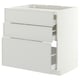 METOD / MAXIMERA Base cab f hob/3 fronts/3 drawers, white/Aspudden light grey, 80x60 cm