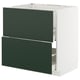 METOD white & green kitchen cabinet with drawers.