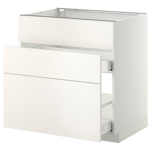 White METOD kitchen cabinet, sleek design with smooth drawers.