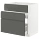 Modern kitchen cabinet with 3 dark grey drawers and white base, sleek minimalist design.