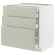 Ikea METOD kitchen unit in green with multiple drawers.