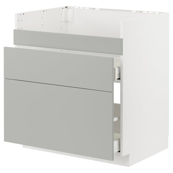 Modern grey kitchen cabinet with sleek, flat doors and minimalist design.