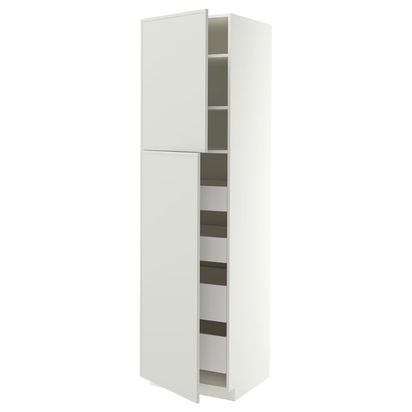 METOD / MAXIMERA Hi cab w 2 doors/4 drawers, white/Aspudden light grey, 60x60x220 cm