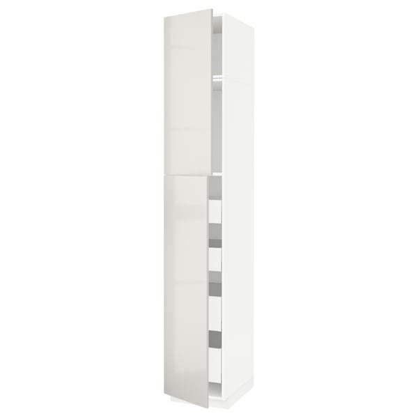 White METOD kitchen cabinet, glossy finish, rectangular, modern design.