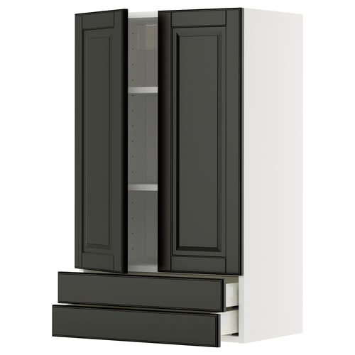 METOD kitchen unit in black with two doors and two drawers, sleek modern design.