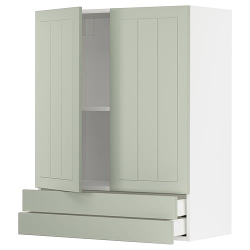 METOD kitchen unit in green with drawers and cabinet, wall-mounted.