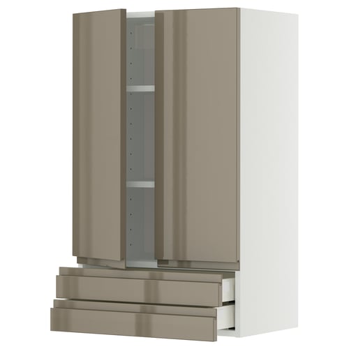 METOD kitchen cabinet, high gloss dark grey-brown, sleek modern design, with integrated handles and drawers.