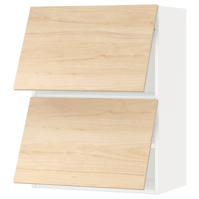 Wooden kitchen cabinet unit, natural light ash, 2 shelves, vertical position.