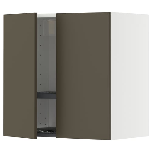 METOD wall cabinet with dark brown havstorp doors, square shape, adjustable shelf, modern design.